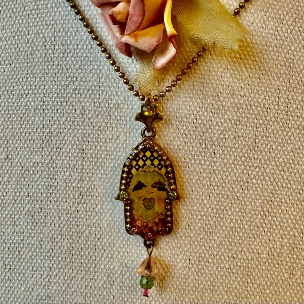 Michal Negrin Vintage Style Art Pendant Necklace Romantic Gothic Collectible